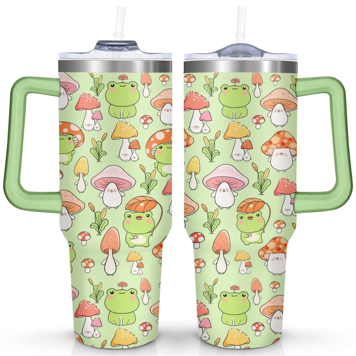 40oz Frog Tumbler with Handle & Straw - Insulated Stainless Steel Travel Mug,Leakproof,Cup Holder Friendly,Dishwasher Safe,for Hot/Cold Drinks.