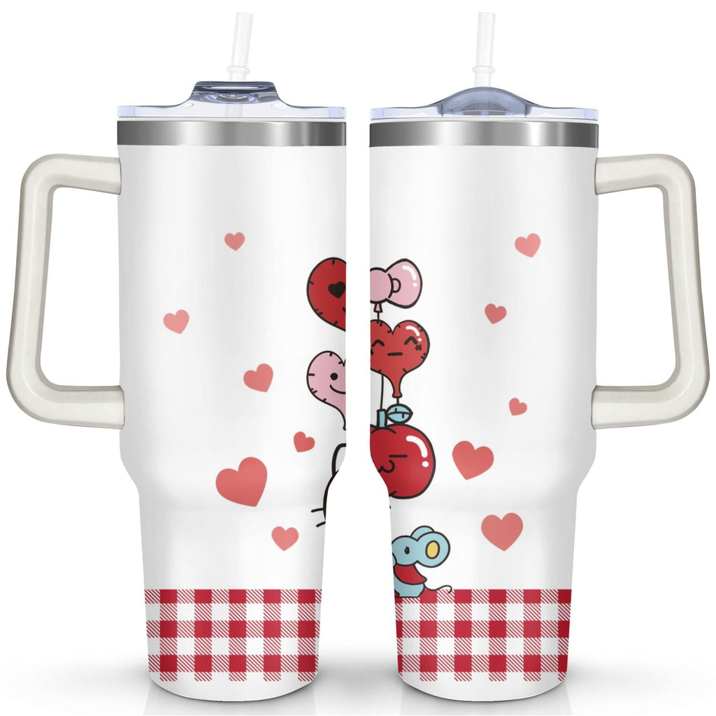 40oz Hello Kawaii Cat Cute Stainless Steel Tumbler with Lid and Straw,Spill Proof Travel Cup Double Wall Vacuum Insulated Coffee Mug with Handle Pink - Insulated Tumbler