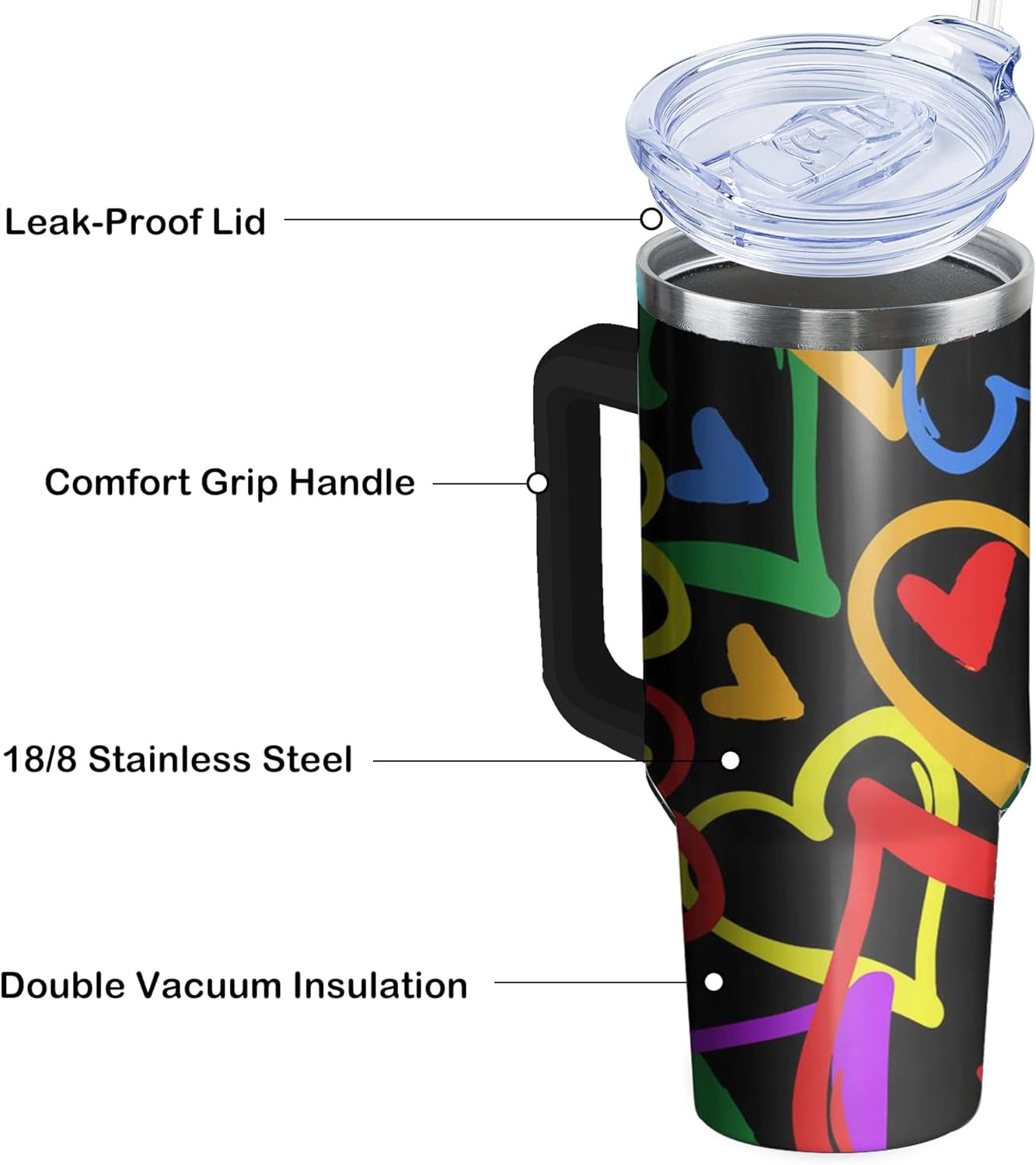 40oz Easter Bunny Tumbler with Handle and Straw, Rabbit Stainless Steel Travel Mug Water Bottle, Vacuum Insulated Cup, Gifts for Women Bunny Lovers - Insulated Tumbler