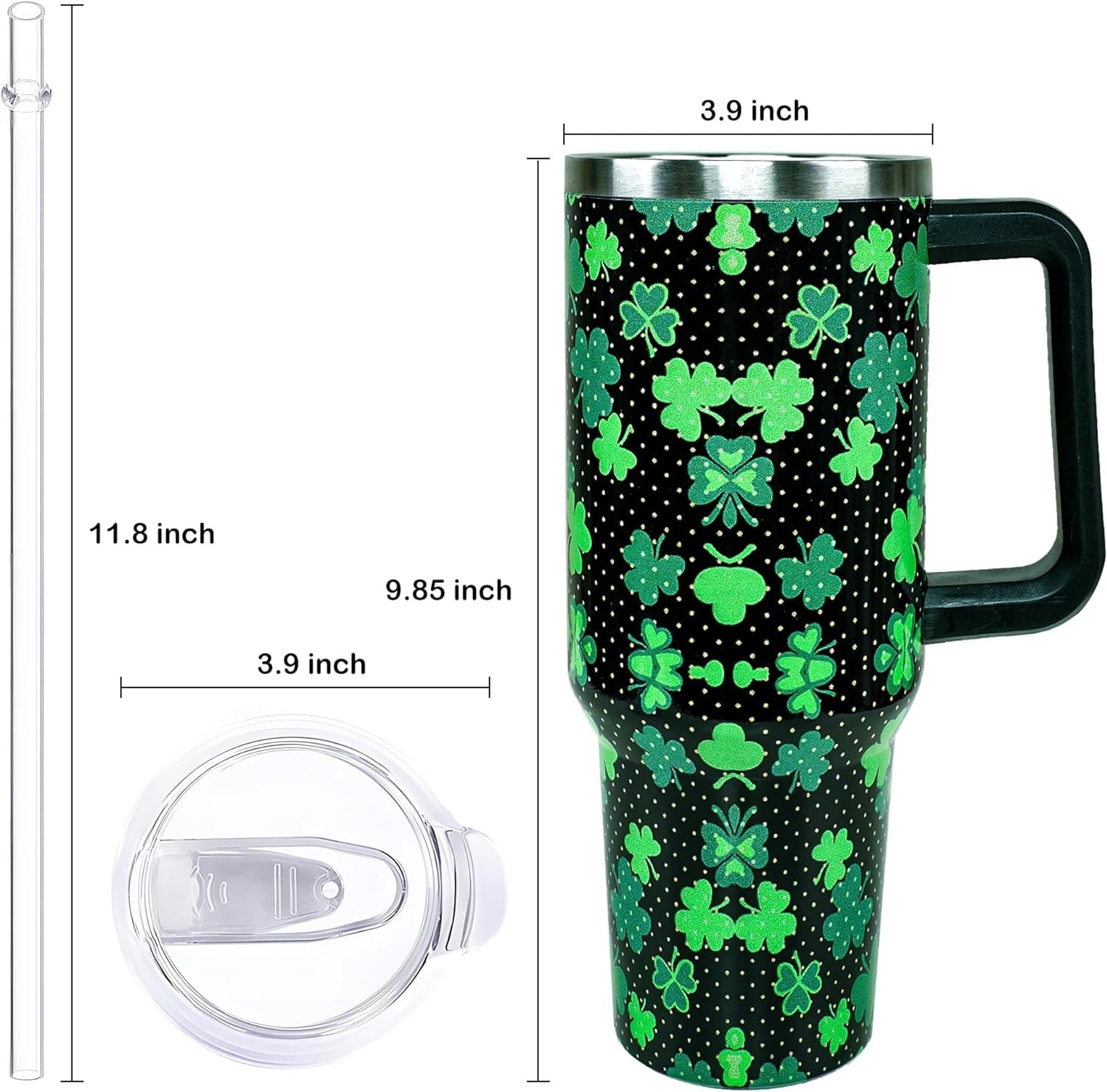 40oz Easter Bunny Tumbler with Handle and Straw, Rabbit Stainless Steel Travel Mug Water Bottle, Vacuum Insulated Cup, Gifts for Women Bunny Lovers - Tumbler