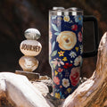 40oz Tumbler with Handle and Straw Lid | Vacuum Insulated Leak Proof Tumbler | Stainless Steel Travel Mug Water Bottle Cup Keeps Cold & Hot | Terrazzo - Insulated Tumbler