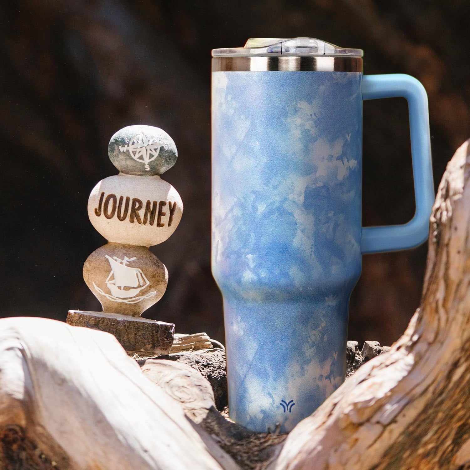 40oz Tumbler with Handle and Straw Lid | Vacuum Insulated Leak Proof Tumbler | Stainless Steel Travel Mug Water Bottle Cup Keeps Cold & Hot | Terrazzo - Insulated Tumbler
