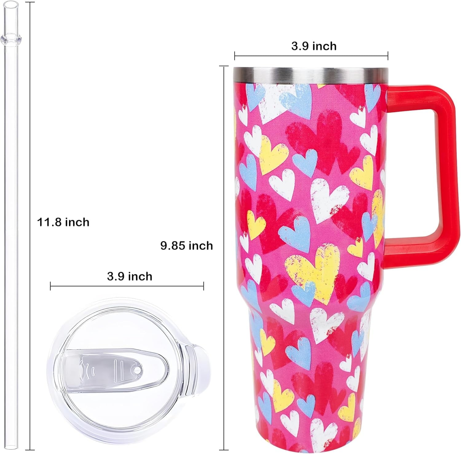 40oz Easter Bunny Tumbler with Handle and Straw, Rabbit Stainless Steel Travel Mug Water Bottle, Vacuum Insulated Cup, Gifts for Women Bunny Lovers - Insulated Tumbler