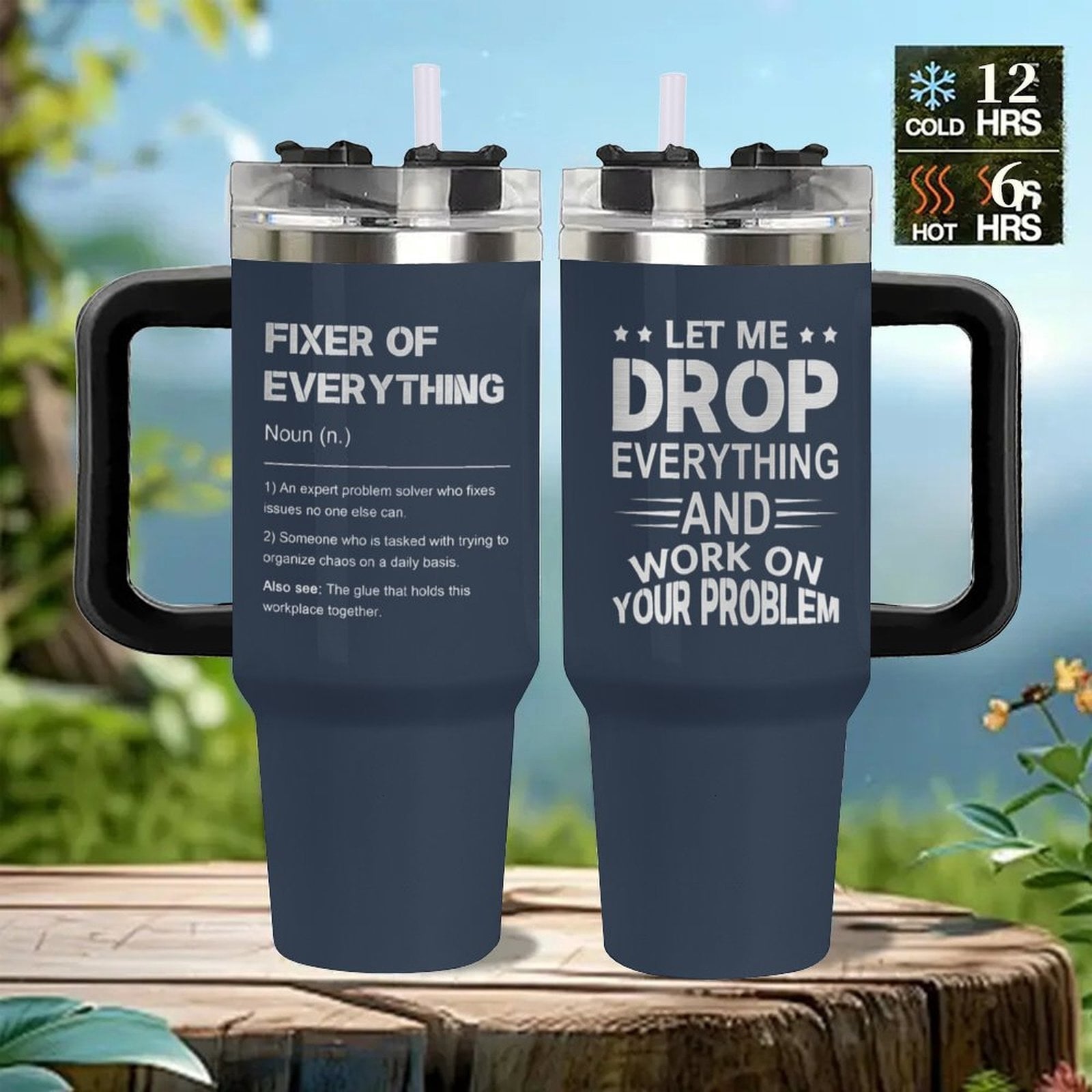 Let Me Drop Everything 40oz Stainless Steel Insulated Tumbler, Funny Gifts for Coworker Boss Day Gift for Men, Fixer of Everything Gifts for Birthday/Christmas/Appreciation Office Mug