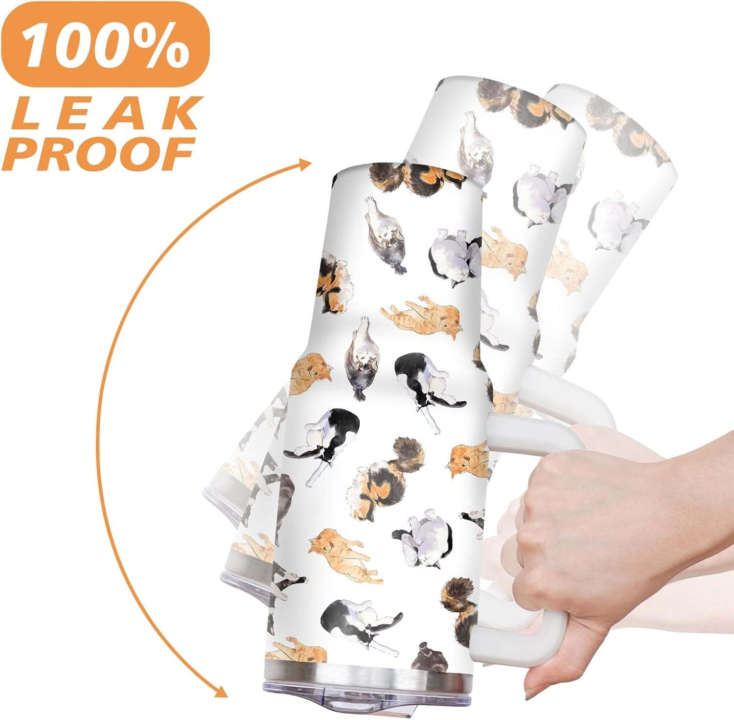 30 oz Cat Tumbler with Handle and Straw, Stainless Steel Vacuum Insulated Travel Coffee Mug Cup Water Bottle, Cat Stuff Accessories Decor, Cat Lover Gifts for Women Girls