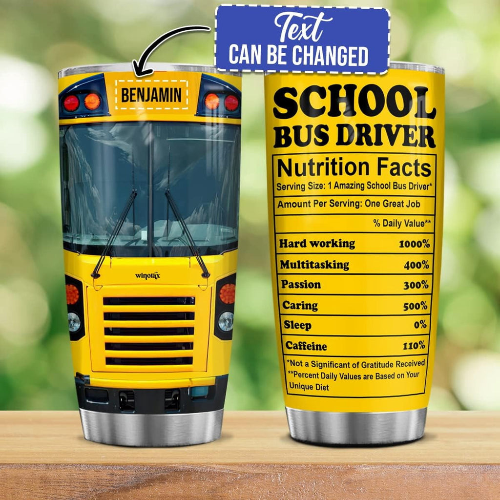 School Bus Driver Gifts Personalized Drivers Tumbler Stainless Steel Insulated Coffee Travel Mug Cup With Lid 20oz 30oz Custom Name Birthday Christmas Appreciation Gift For Women Men