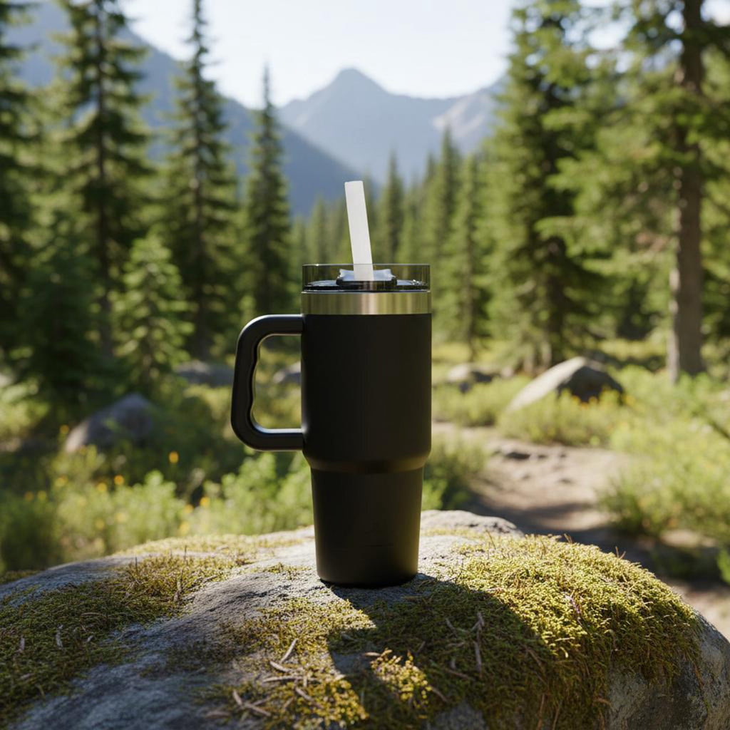 (6 pack) Ozark Trail 18 oz Stainless Steel Insulated Tumbler with Handle, Black