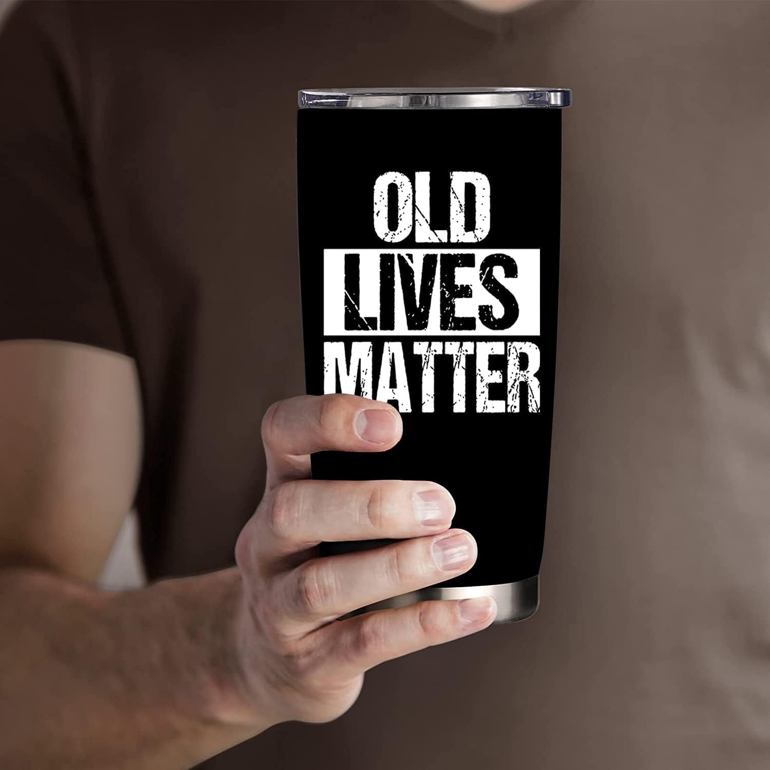 Old Lives Matter Tumbler for Dad Grandpa Men, Stainless Steel Coffee Mug for Birthday Retirement Gifts 20 OZ