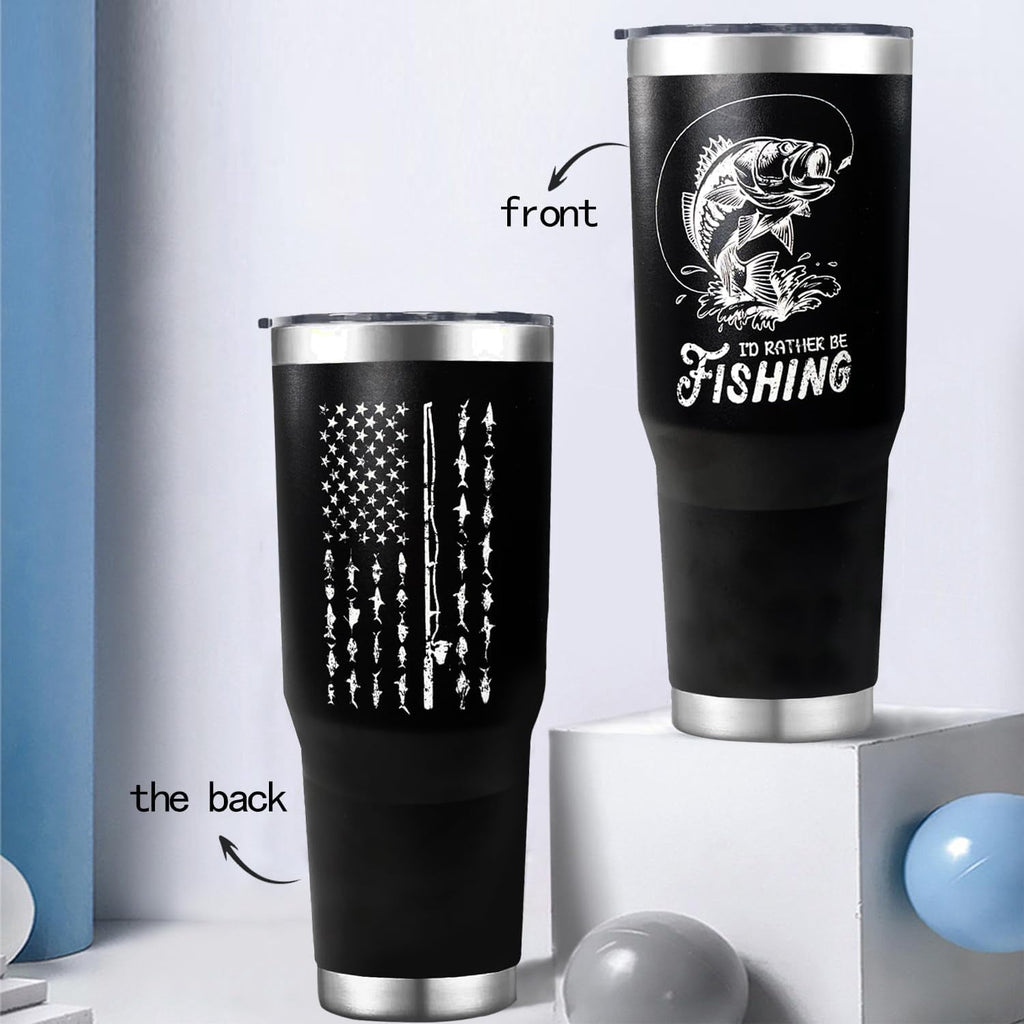 40 oz Tumbler With Handle,Fishing Gifts for Men, Fishing American Flag Stainless Steel Cups Mug Vacuum Insulated Stainless Steel Tumbler with handle,Fishing stuff supplies accessories