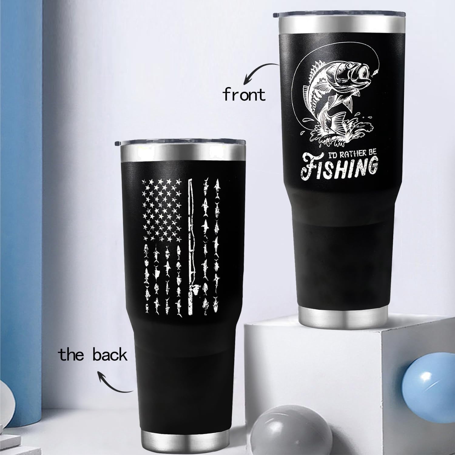 40 oz Tumbler With Handle,Fishing Gifts for Men, Fishing American Flag Stainless Steel Cups Mug Vacuum Insulated Stainless Steel Tumbler with handle,Fishing stuff supplies accessories