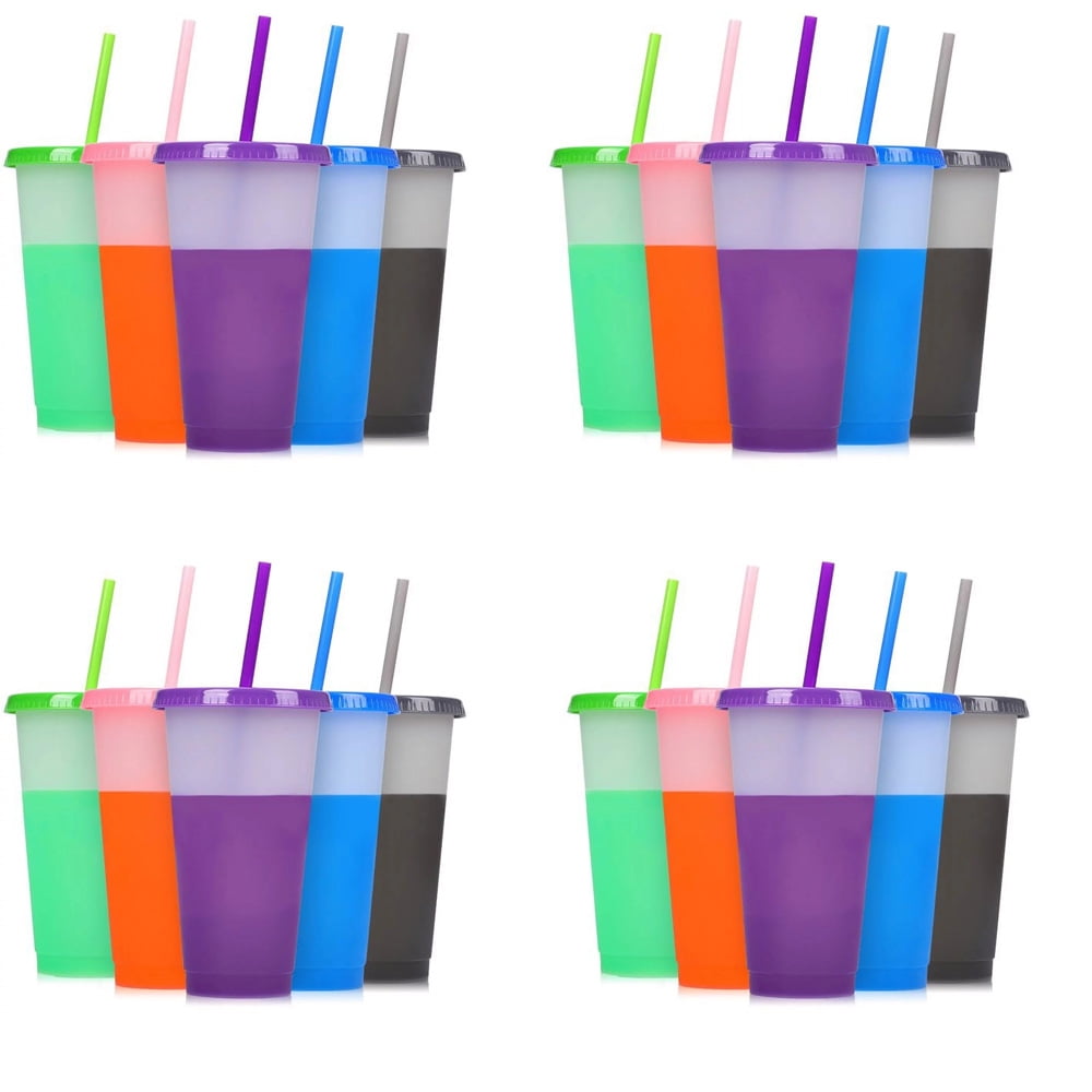 5Pcs Triani 32 oz Color Changing Cups with Lids and Straws,  Reusable Cups for Adults and Kids, Bulk Tumblers for Iced Coffee Tea and Smoothie, Summer Cups for Party and Travel