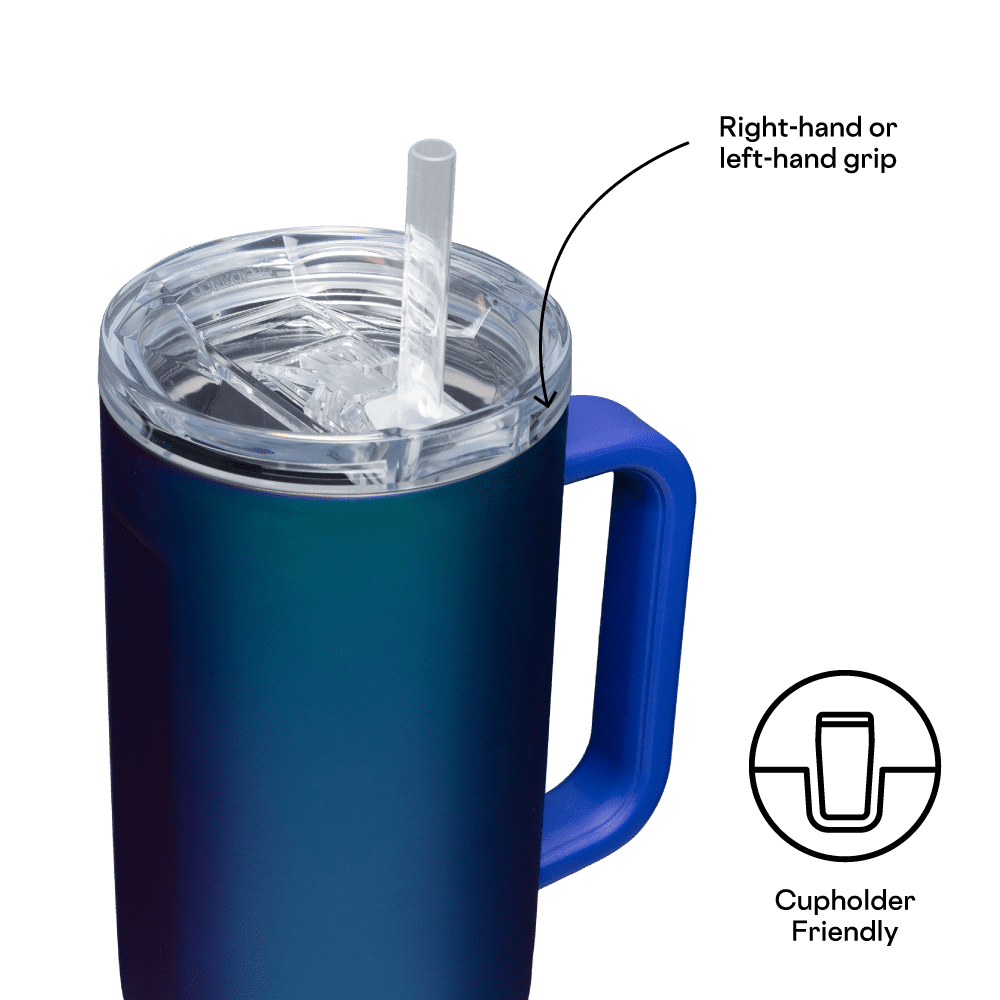 Corkcicle Cruiser Insulated Tumbler with Handle and Straw, Dragonfly, 40 oz – Reusable Water Bottle Keeps Beverages Cold for 20 Hours, Hot for 9 Hours – Cupholder Friendly, Spill Proof Tumbler