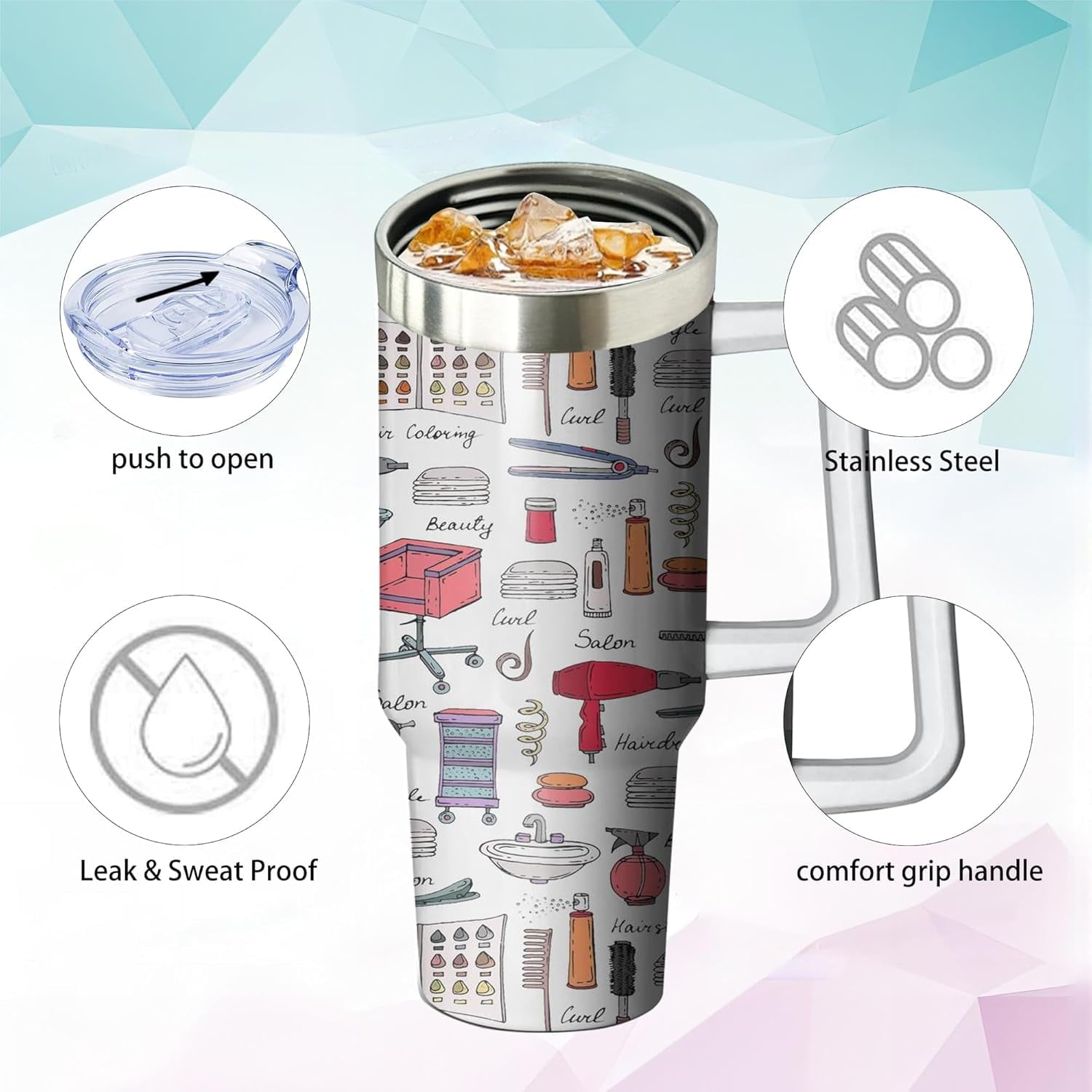 40oz Hair Stylist Gifts Hairstylist Tumbler with Handle for Female Women, Stainless Steel Insulated Cup, Coffee Mug Water Bottle for Hairdresser Cosmetology Salon Owner Beautician