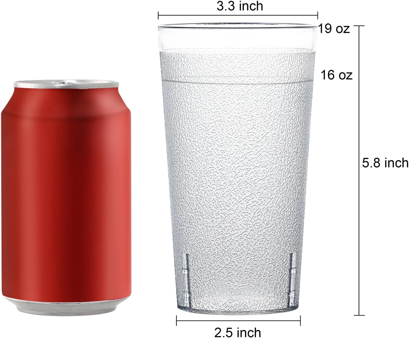 Plastic Tumblers Set Of 8,Plastic Drinking Glasses ,16 OZ Clear Plastic Cups Dishwasher Safe Tumbler Cups Reusable Set,Restaurant Style Drinking Glasses for Kitchen Party Unbreakable Kids Cups
