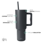 Simple Modern 40 fl oz Insulated Stainless Steel Trek Tumbler with Straw Lid | Graphite
