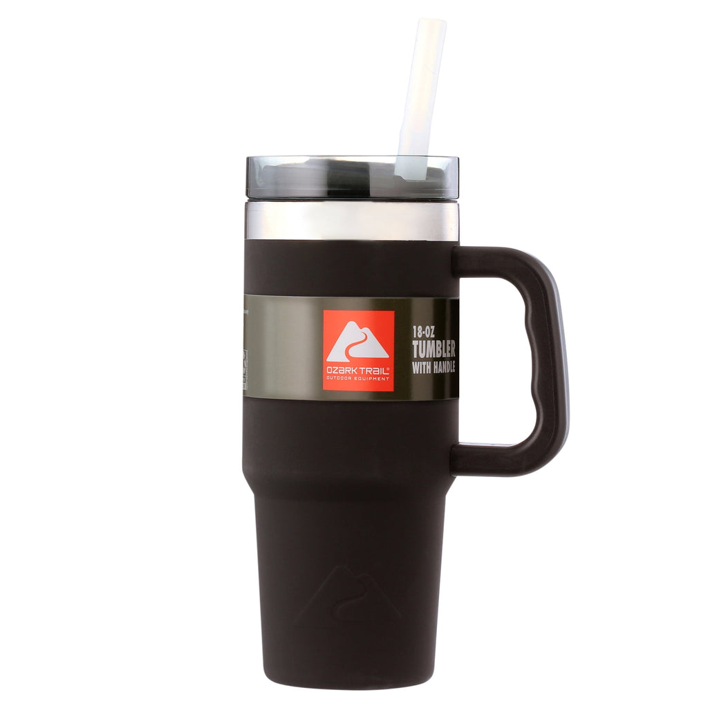 (6 pack) Ozark Trail 18 oz Stainless Steel Insulated Tumbler with Handle, Black