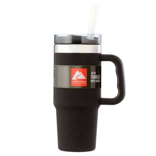 (6 pack) Ozark Trail 18 oz Stainless Steel Insulated Tumbler with Handle, Black