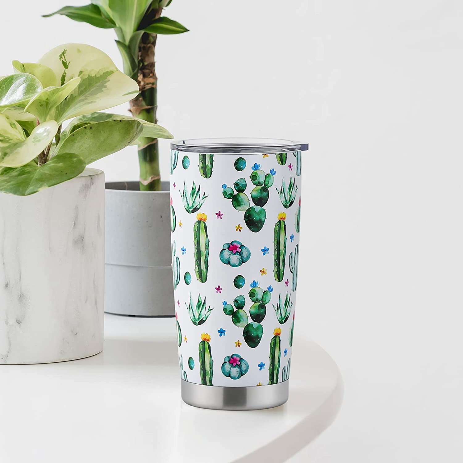 Gifts for Cactus Lovers Gifts for Cactus Lovers Tumbler Cute Plant Gifts for Women Plant Lady Gifts Cactus Insulated Stainless Steel Travel Tumbler With Lid 20 OZ