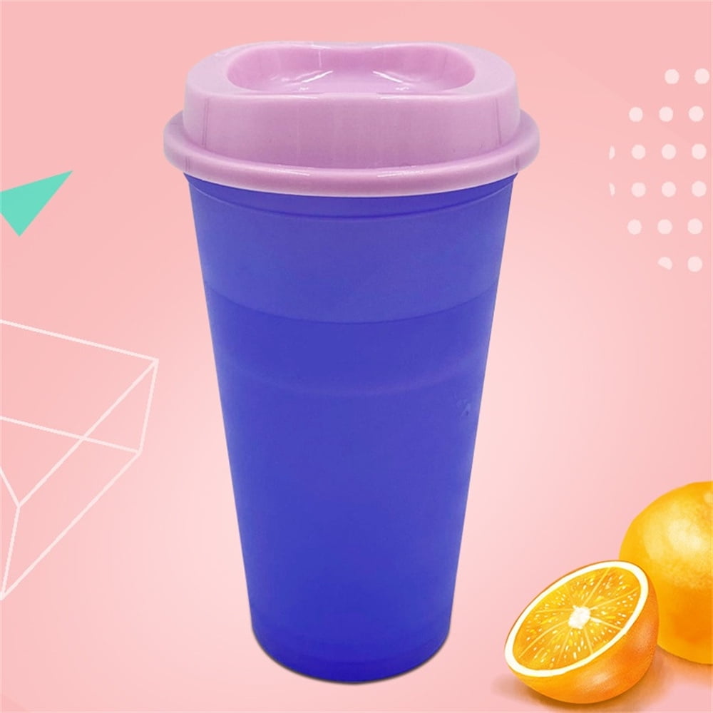 HXRH 16 Oz Color Changing Cups,Leak-Proof Hot Drink Tumblers with Lids,Reusable Plastic Cup,Durable Coffee Cups,Multicolor Travel Tumblers,for Kids and Audlts Party Favors 10 Pack