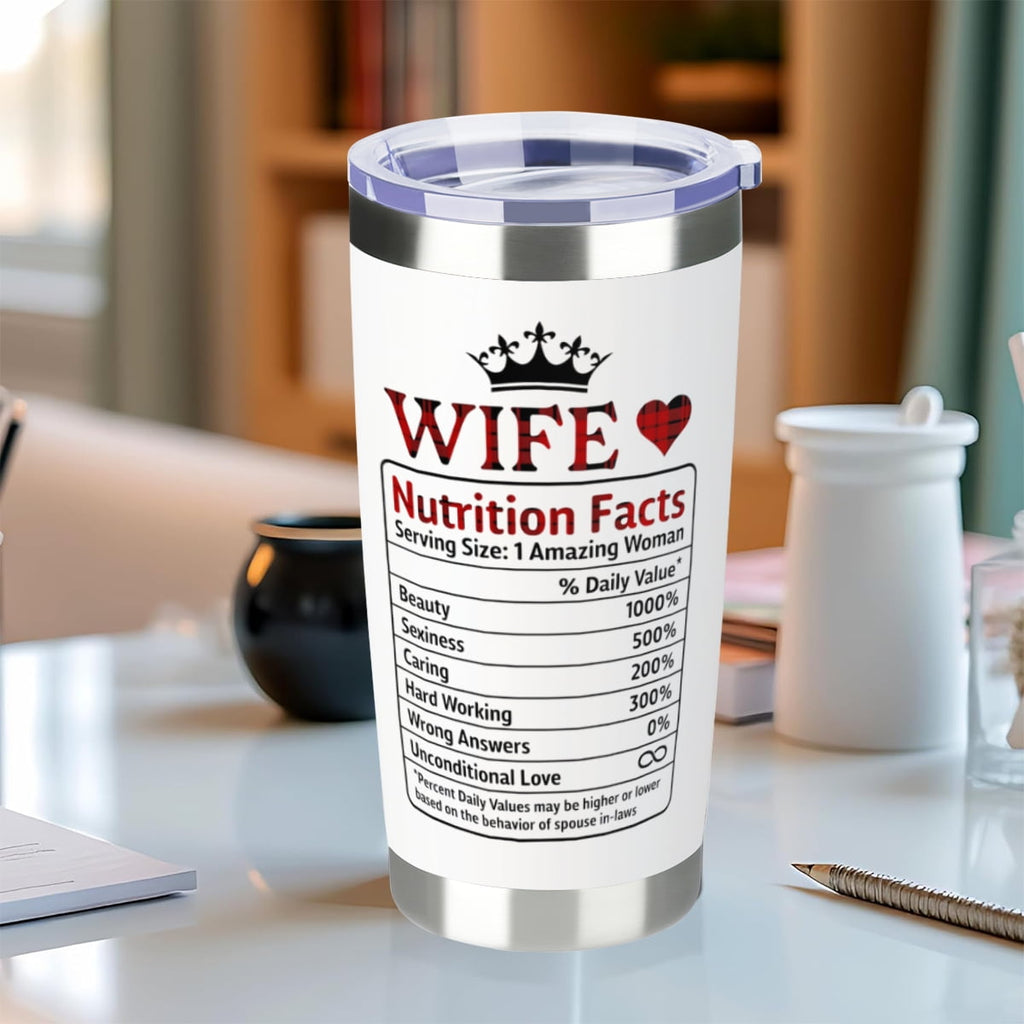 【Wife swig Tumbler】Gifts for Wife from Husband - Wedding Anniversary for Women, Birthday, Valentines, Mothers Day, Christmas Gifts for Wife - Romantic Love Cup for Her - 20 Oz White 2-sided Tumbler