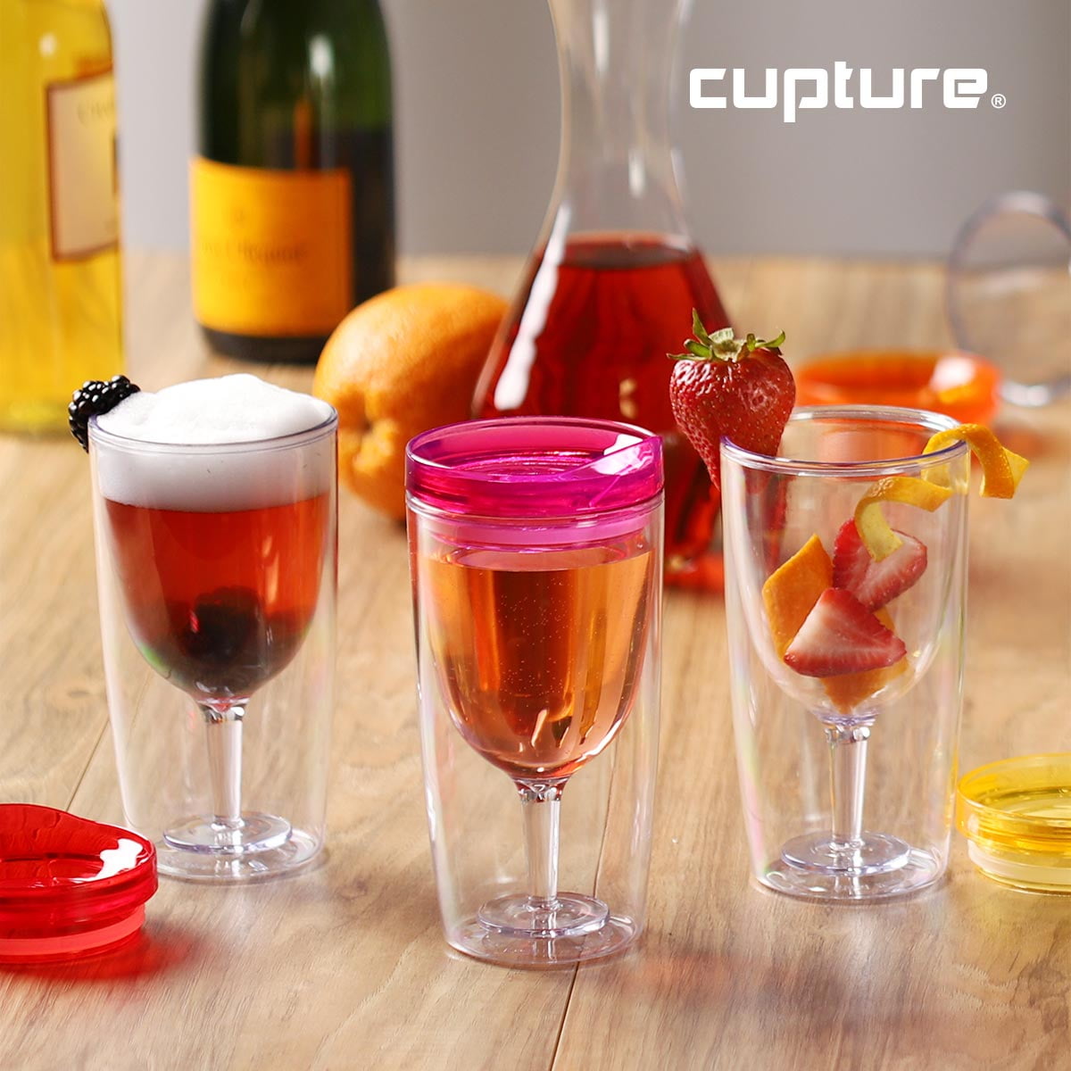 Cupture Insulated Wine Tumbler Cup With Drink-Through Lid - 10 oz, 8 Pack