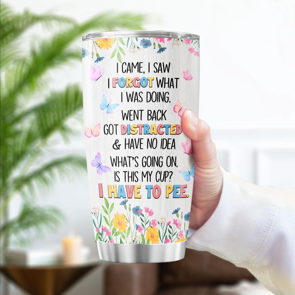 Funny Quote Travel Mug for Women Men, 20oz Stainless Steel Insulated Tumbler with Floral Butterfly Design, Sarcastic Saying Gift for Seniors, Mom, Dad, Retirement, Birthday
