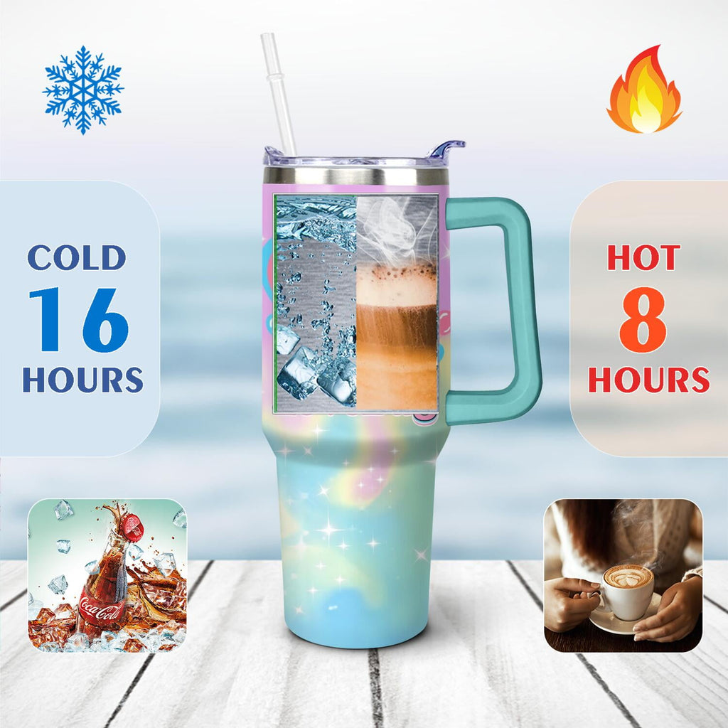 40oz Cartoon Movie Stainless Steel Tumbler with Lid and Straw,Spill Proof Cartoon Travel Cup for Cartoon Lovers Double Wall Vacuum Insulated Coffee Mug with Handle Greenish-blue