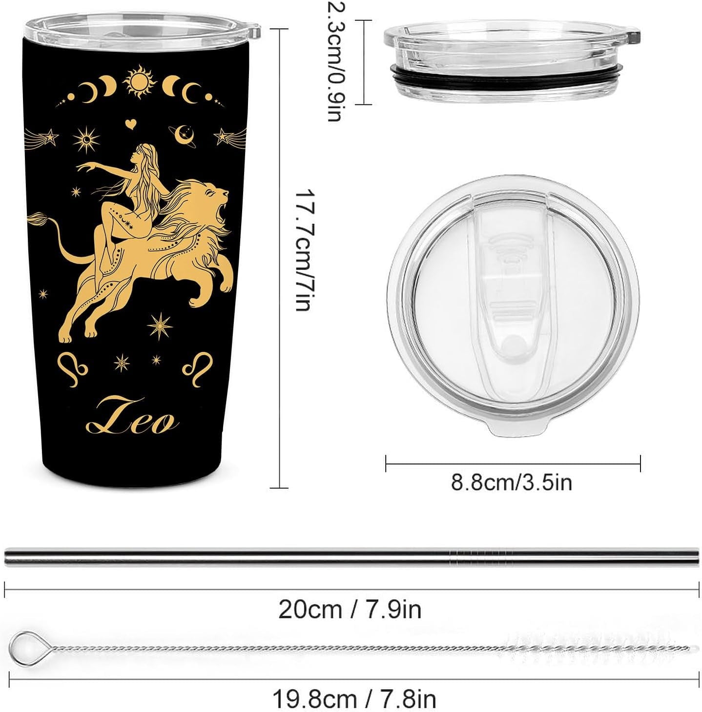 20oz Leo Constellations Tumbler Double Wall Vacuum Insulated Mugs, Mens Women Zodiac Coffee Wine Water Sublimation Mugs Car Cup Gifts