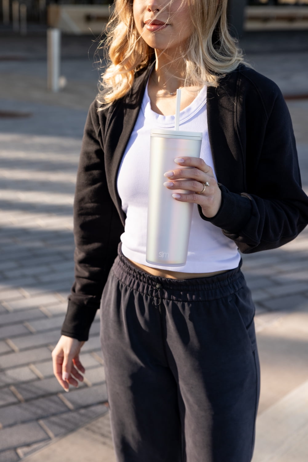 (3 pack) Simple Modern 24 fl oz Double Wall Plastic Classic Tumbler with Straw|Opalescent