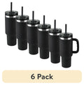 (6 pack) Ozark Trail 40 oz Stainless Steel Insulated Tumbler with Handle, Black