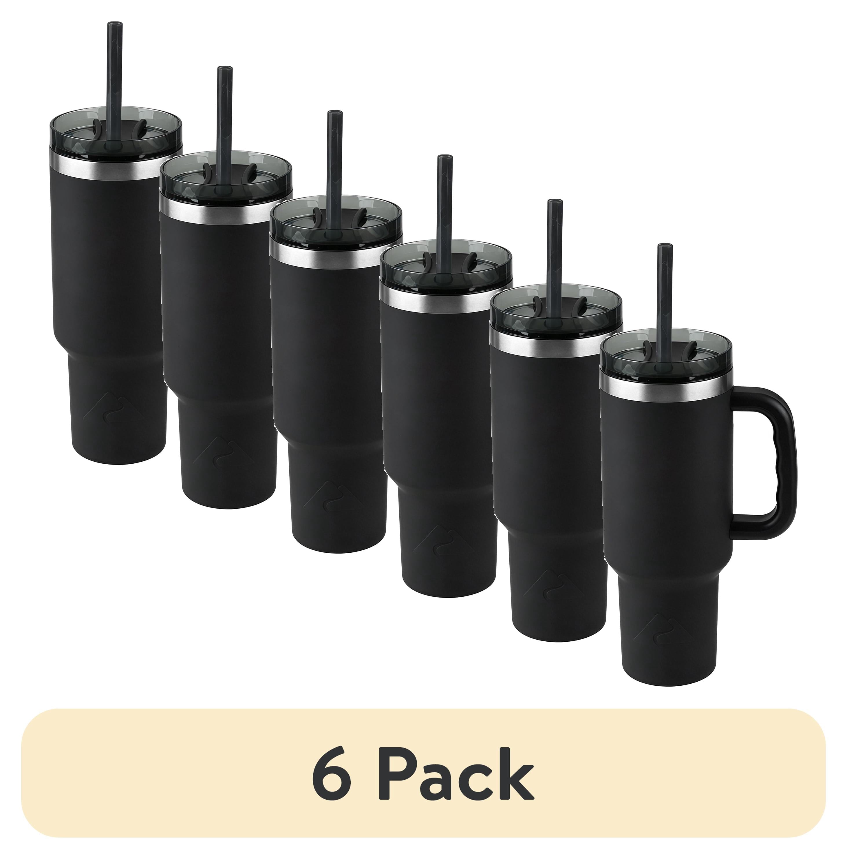 (6 pack) Ozark Trail 40 oz Stainless Steel Insulated Tumbler with Handle, Black