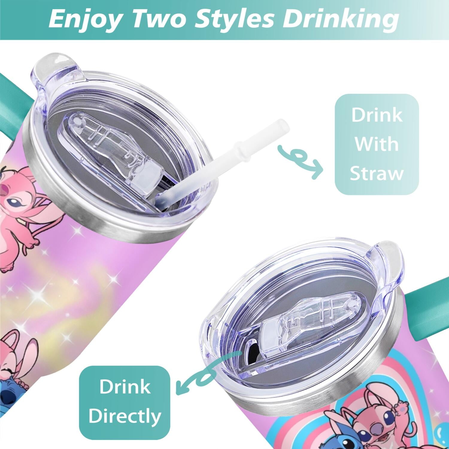 40oz Cartoon Movie Stainless Steel Tumbler with Lid and Straw,Spill Proof Cartoon Travel Cup for Cartoon Lovers Double Wall Vacuum Insulated Coffee Mug with Handle Greenish-blue