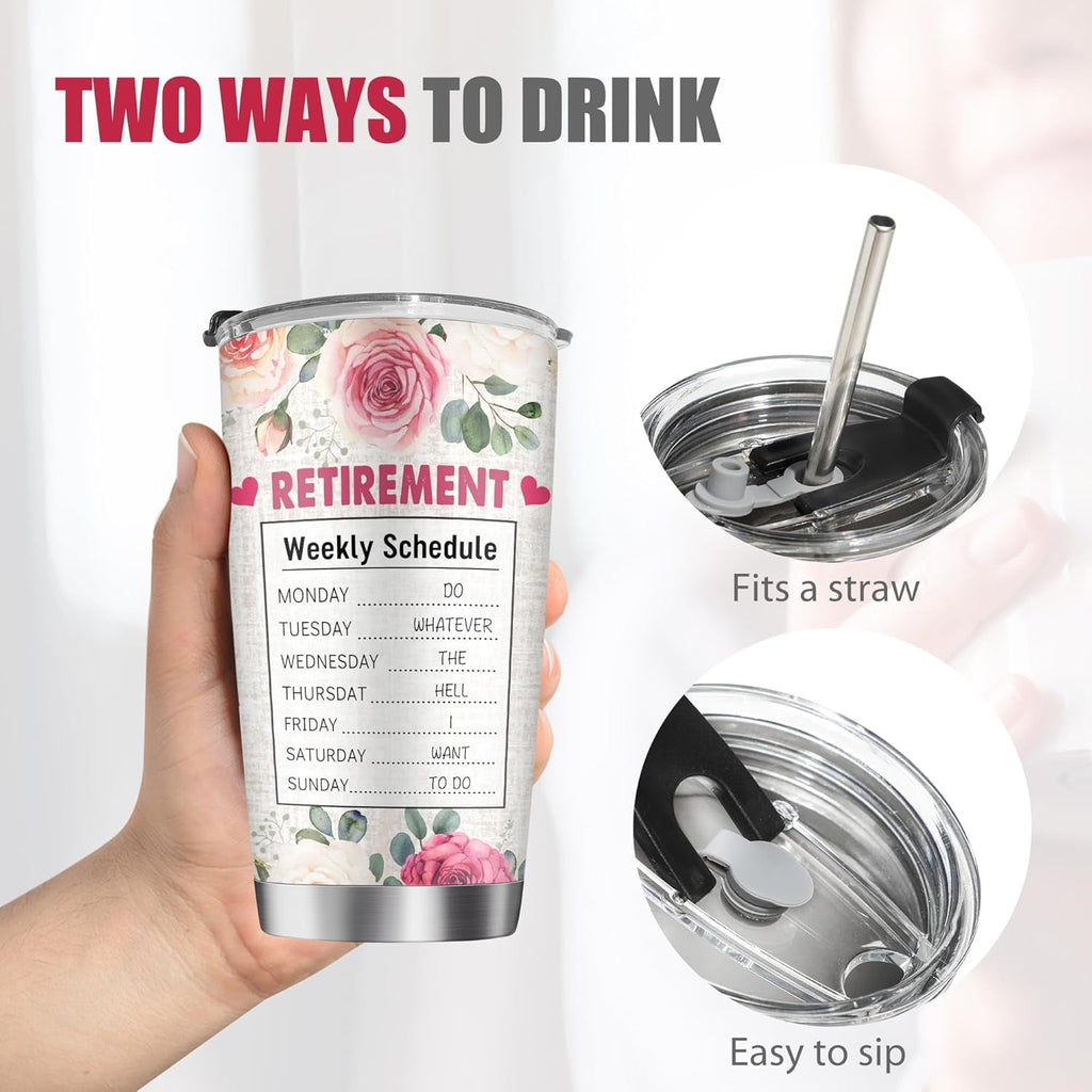 Retirement Gifts for Women 2023, Stainless Steel Retirement Tumbler 20oz, Happy Retirement Gifts, Retired Gifts Ideas for Women Coworker Teachers Nurse, Retirement Party Decoration