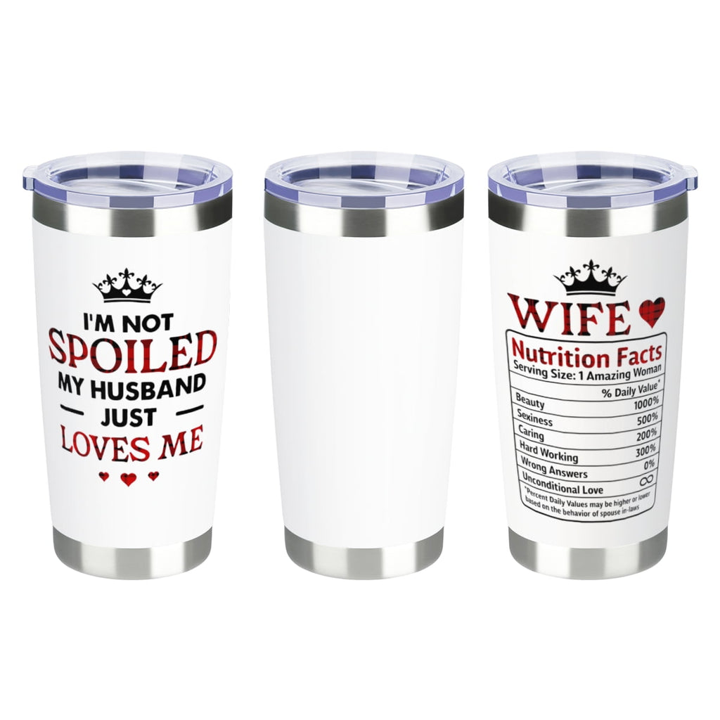 【Wife swig Tumbler】Gifts for Wife from Husband - Wedding Anniversary for Women, Birthday, Valentines, Mothers Day, Christmas Gifts for Wife - Romantic Love Cup for Her - 20 Oz White 2-sided Tumbler