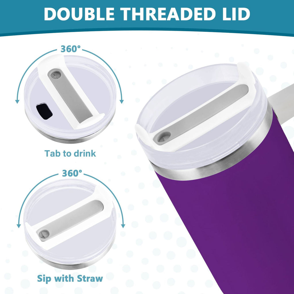 Ryvnso 40 oz Tumbler with Handle and Straw Insulated Stainless Steel Travel Mug with Lid Purple Solid Color