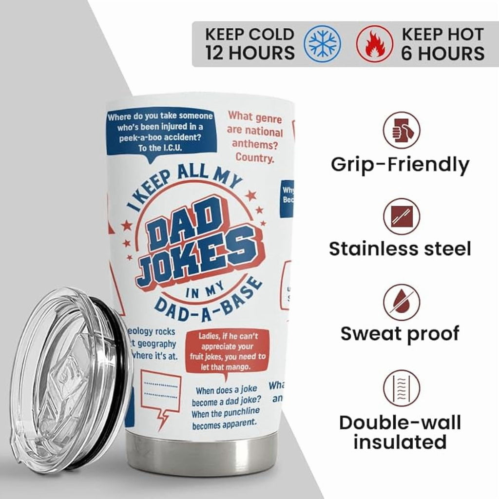 Best Dad Ever Tumbler with Lid - Dad Nutrition Facts 20oz Insulated Stainless Steel Mug - Coffee Mug for Travel Outdoor Sport Office, Gift for Father’s Day Birthday