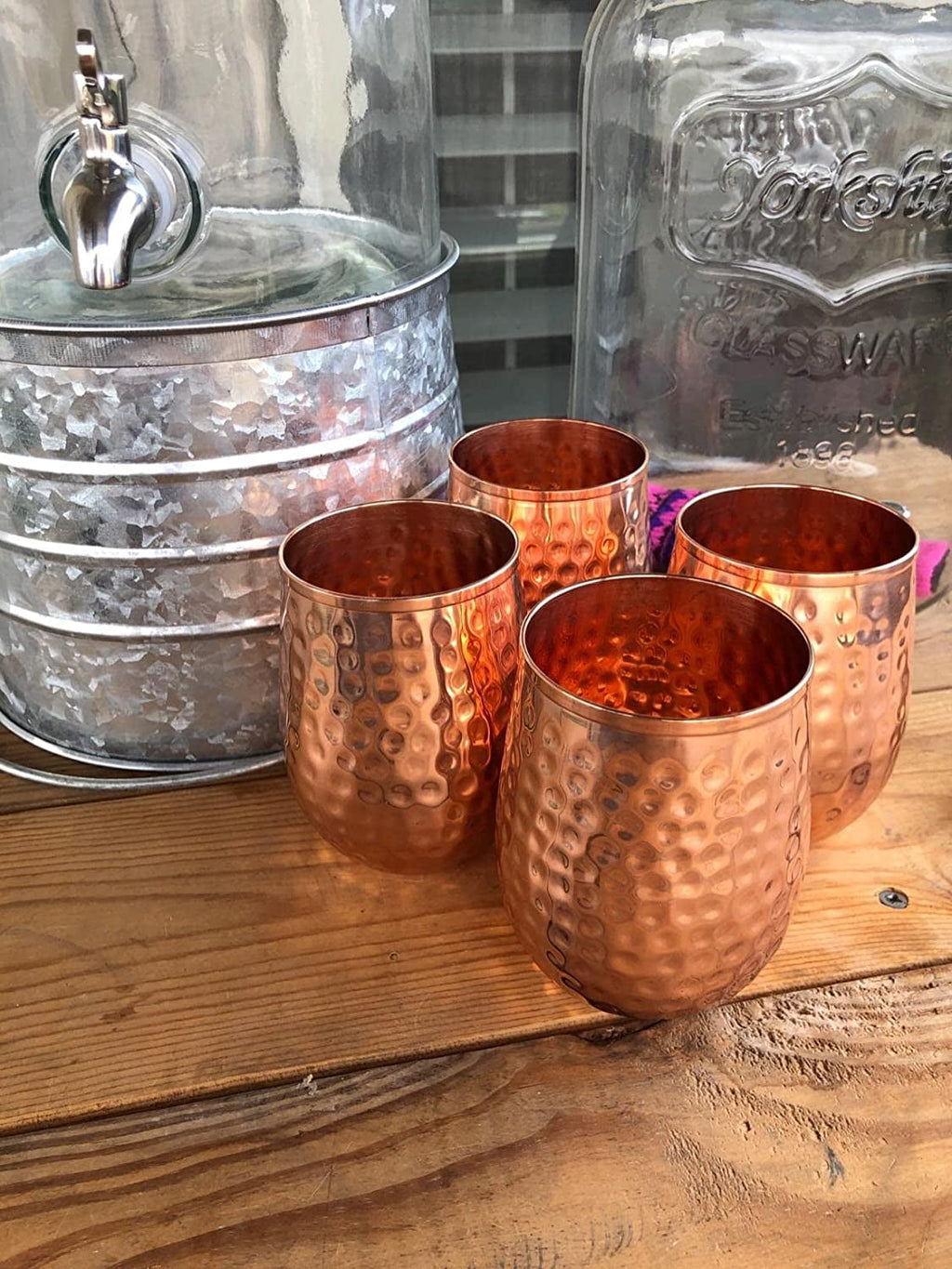 Copper Glasses Set of 4 – Pure Copper 17 oz Stemless Tumblers, Insulated & Reusable for Moscow Mule & Beverages