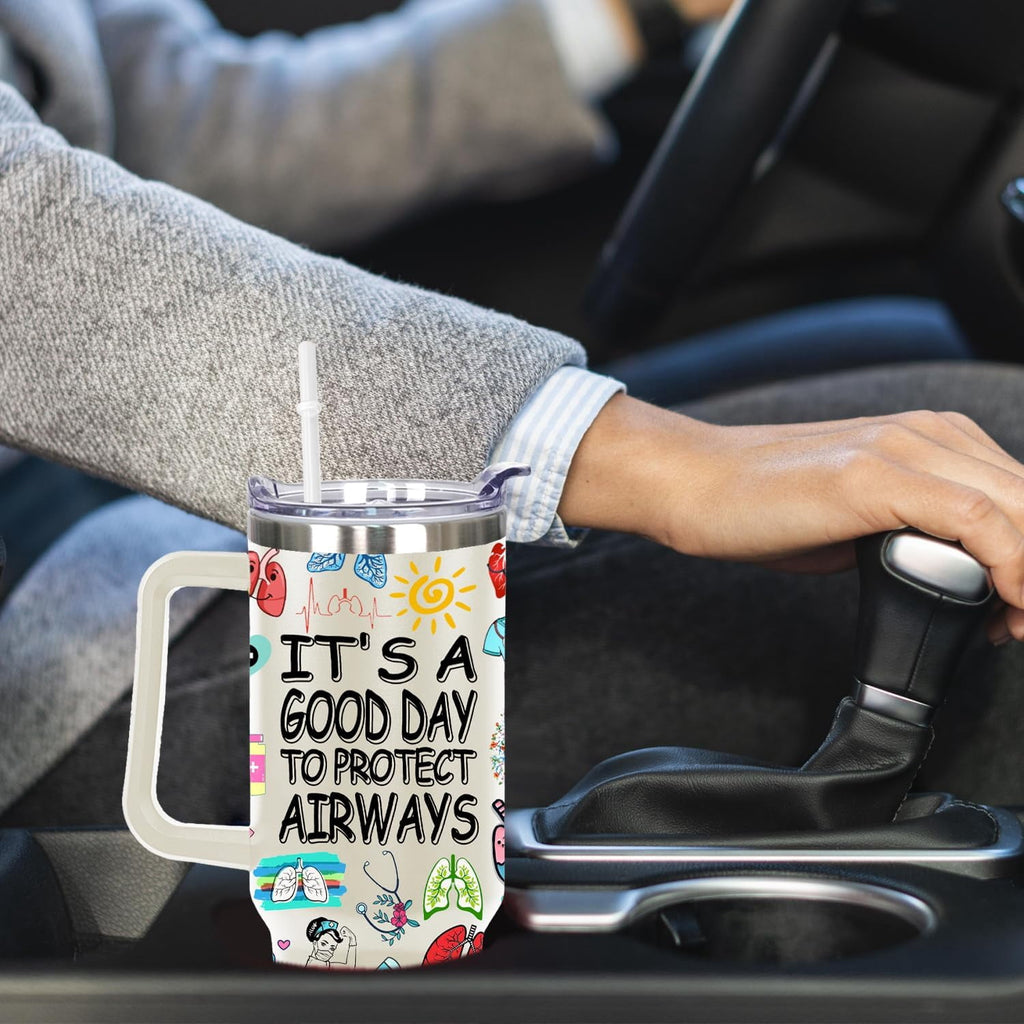 40 Oz Respiratory Therapist Tumbler Cup Respiratory Therapist Gifts Stainless Steel Insulated Travel Coffee Mug with Handle Respiratory Therapist Week Gifts for Women Men