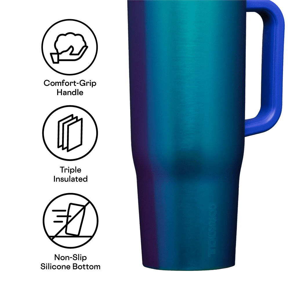 Corkcicle Cruiser Insulated Tumbler with Handle and Straw, Dragonfly, 40 oz – Reusable Water Bottle Keeps Beverages Cold for 20 Hours, Hot for 9 Hours – Cupholder Friendly, Spill Proof Tumbler