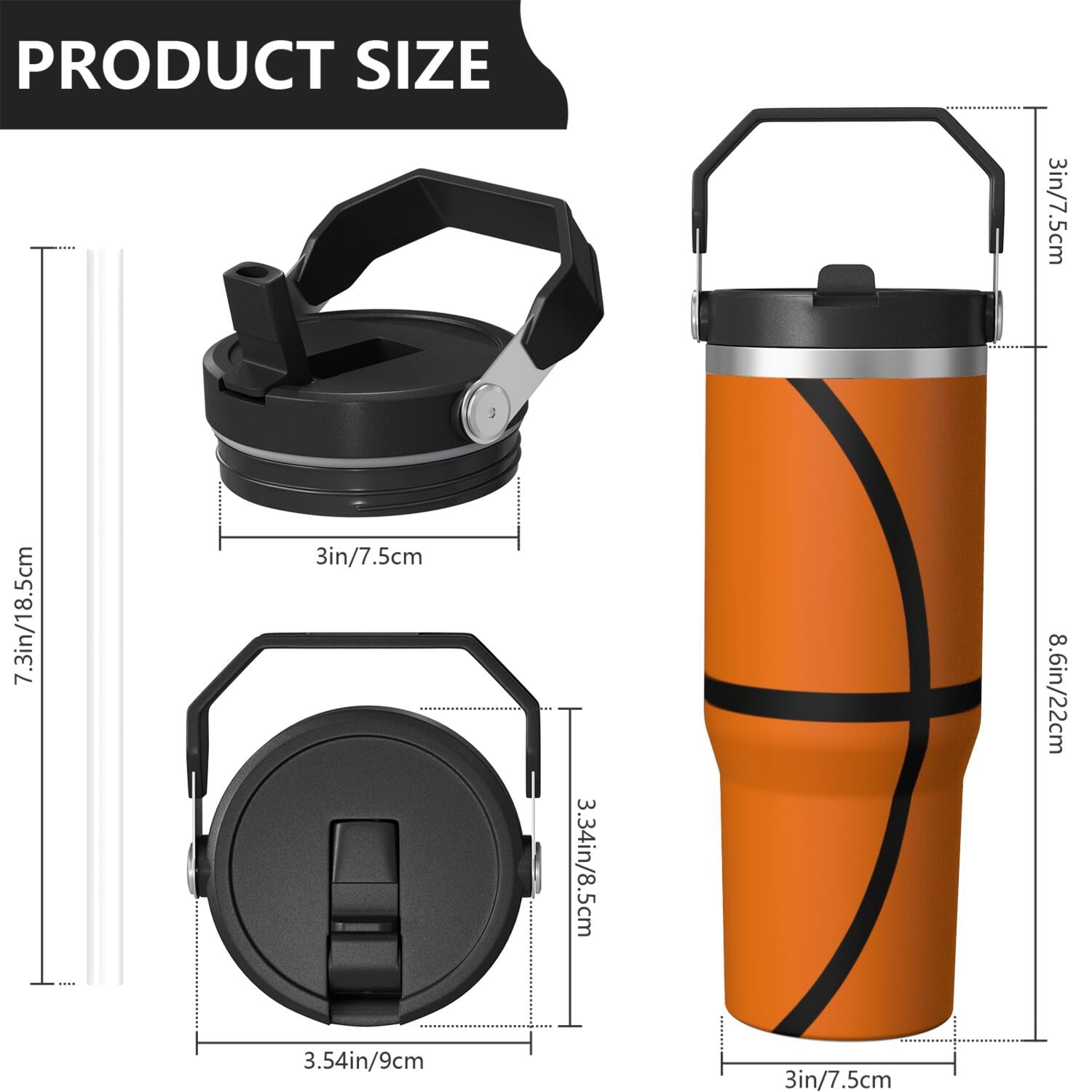 1pc 30oz Tumbler with Straw & Handle - Insulated Stainless Steel Cup | Holiday Gift for Man Women (Christmas, Valentine's, Birthday)