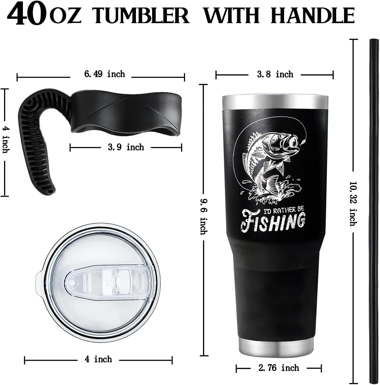 40 oz Tumbler With Handle,Fishing Gifts for Men, Fishing American Flag Stainless Steel Cups Mug Vacuum Insulated Stainless Steel Tumbler with handle,Fishing stuff supplies accessories
