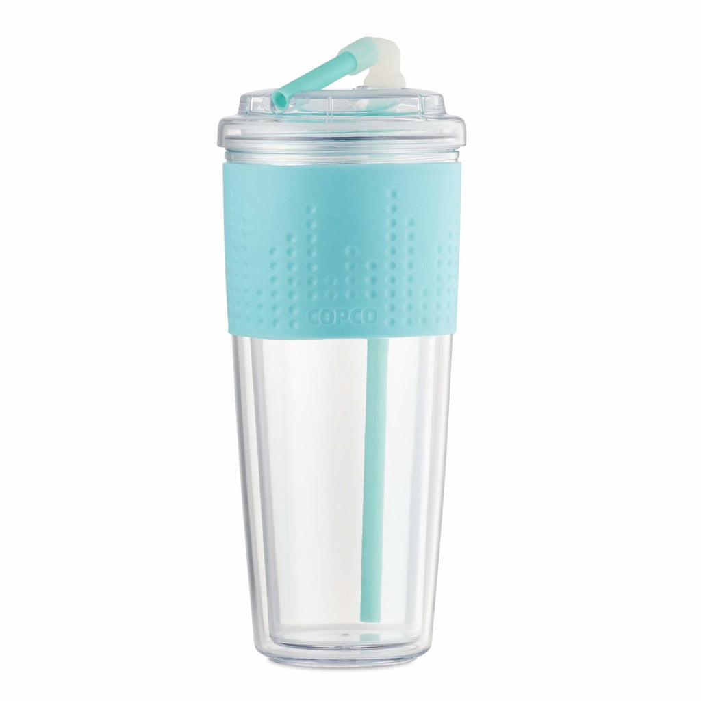 Copco 20 oz Lock-n-Roll Double Wall Travel Mug – 2-Pack Insulated Coffee Tumblers with Spill-Resistant Locking Lids for Hot & Cold Drinks, Reusable BPA-Free Commuter Cups (Teal)