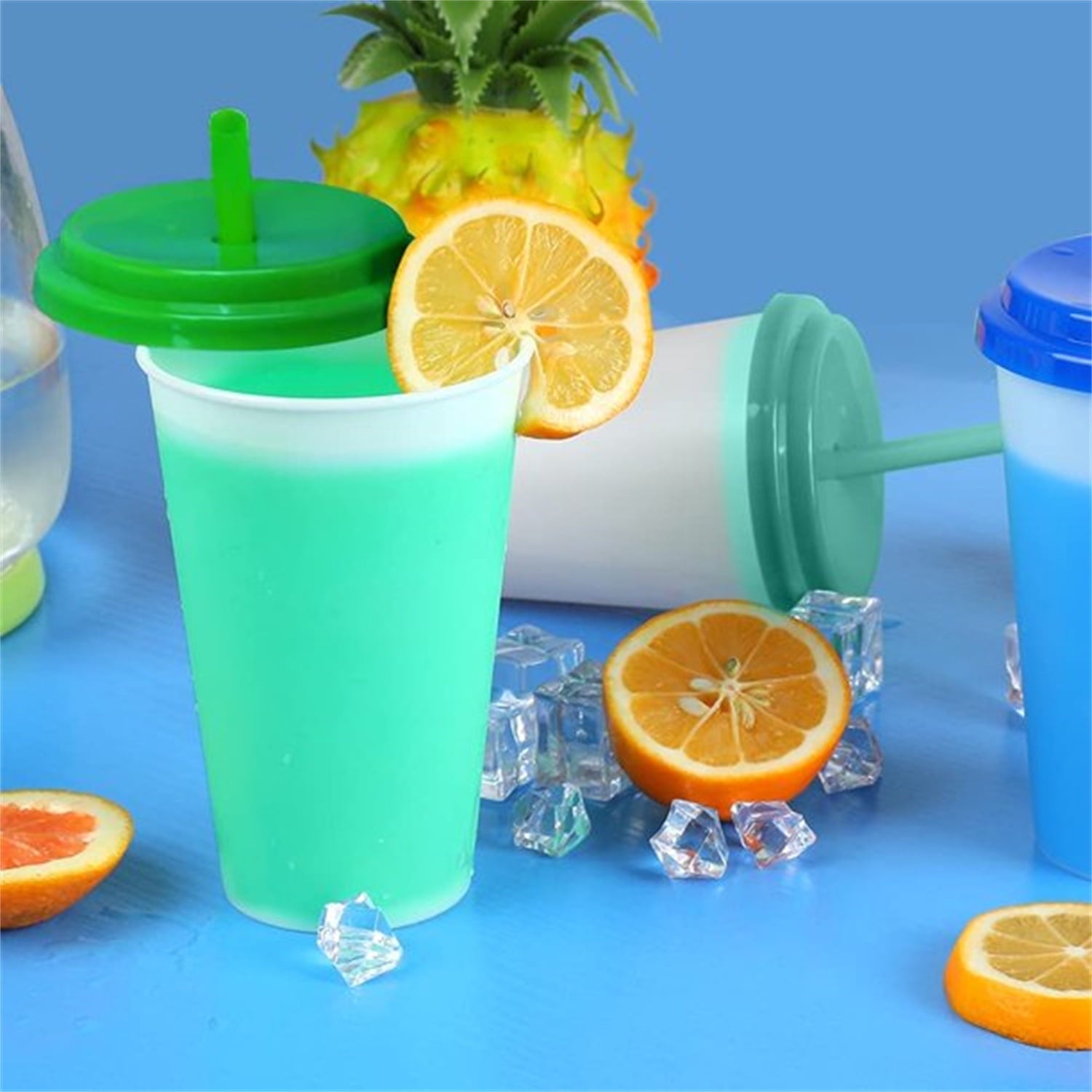 Casewin 10Pcs Color Changing Cups with Lids & Straws - 12 oz Cute Reusable Plastic Tumblers Bulk |Party Funny Tumbler Ice Cold Drinking Cup for Kids & Adults