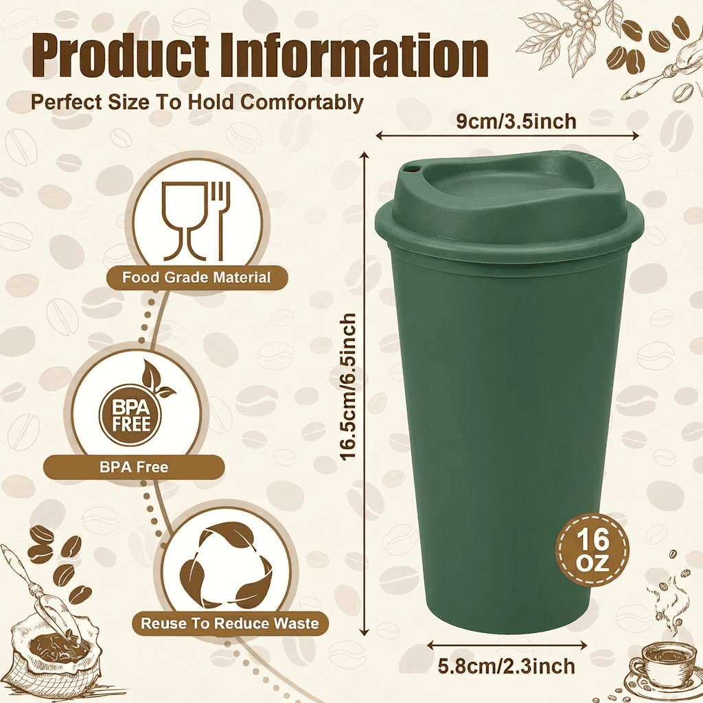 24 Pack Reusable Coffee Cups with Lids 16 oz To Go Travel Cups with Lids Travel Mugs Plastic Tumblers Reusable Coffee Tumblers for Hot and Cold Drinks, Dark Colors