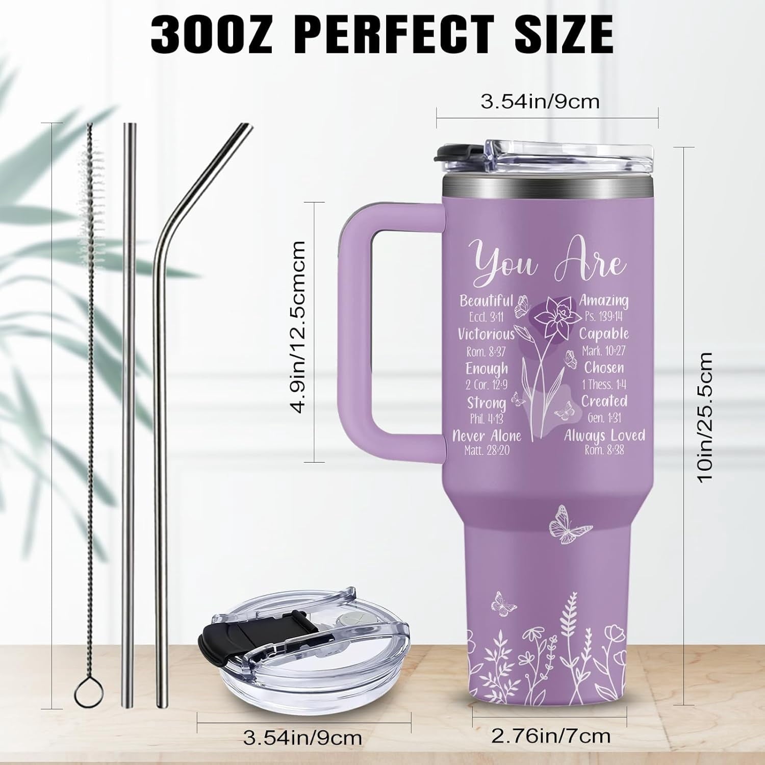Christian Gifts for Women Faith, 30 Oz Stainless Steel Vacuum Christian Tumbler, Birthday Christmas Graduation Gifts For Women Mom Sister Best Friends, Purple Christmas Coffee Insulated Cup