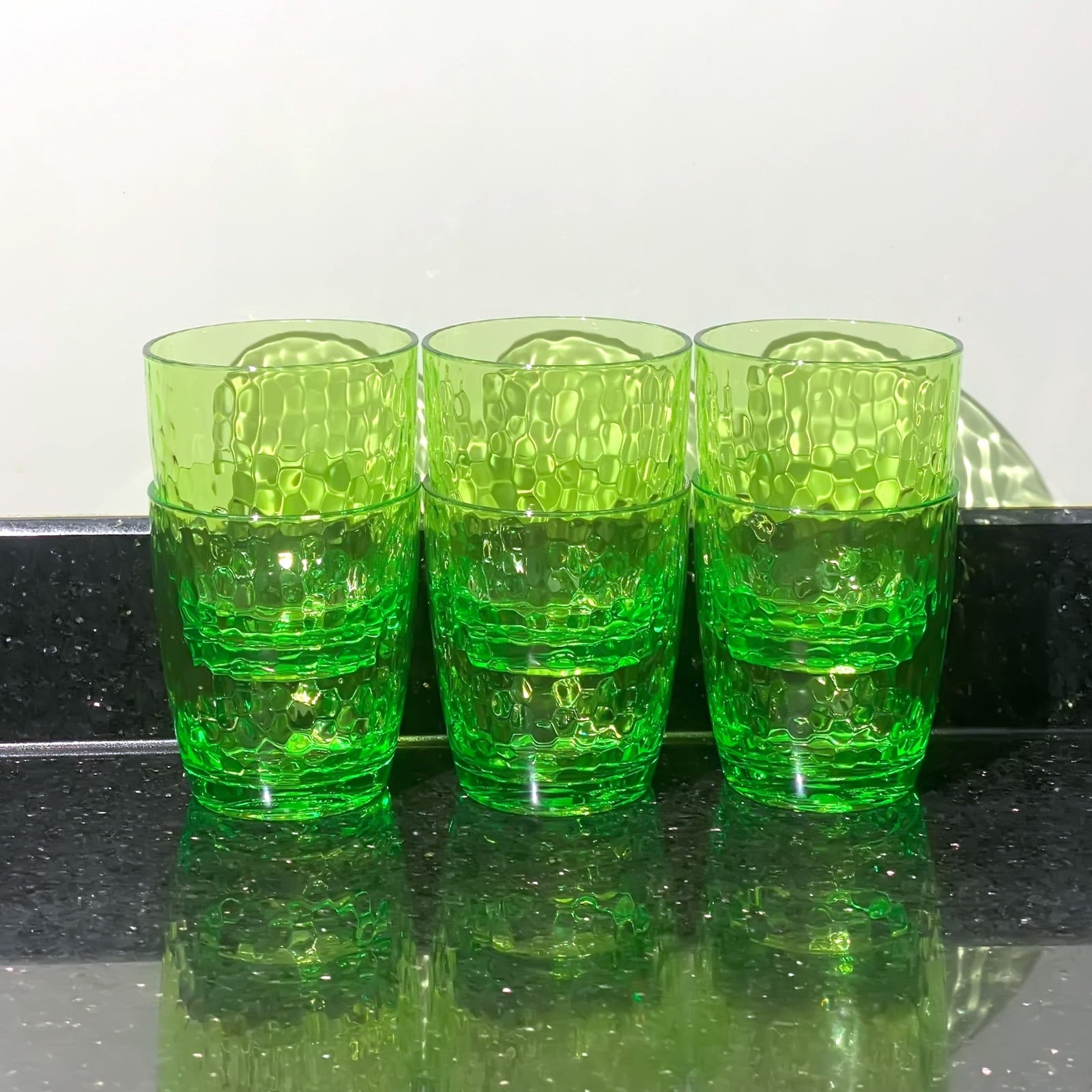 Set of 6 Hammered Style 15-ounce/430ml Acrylic Glasses Plastic Tumbler,BPA Free,Dishwasher Safe (Green)