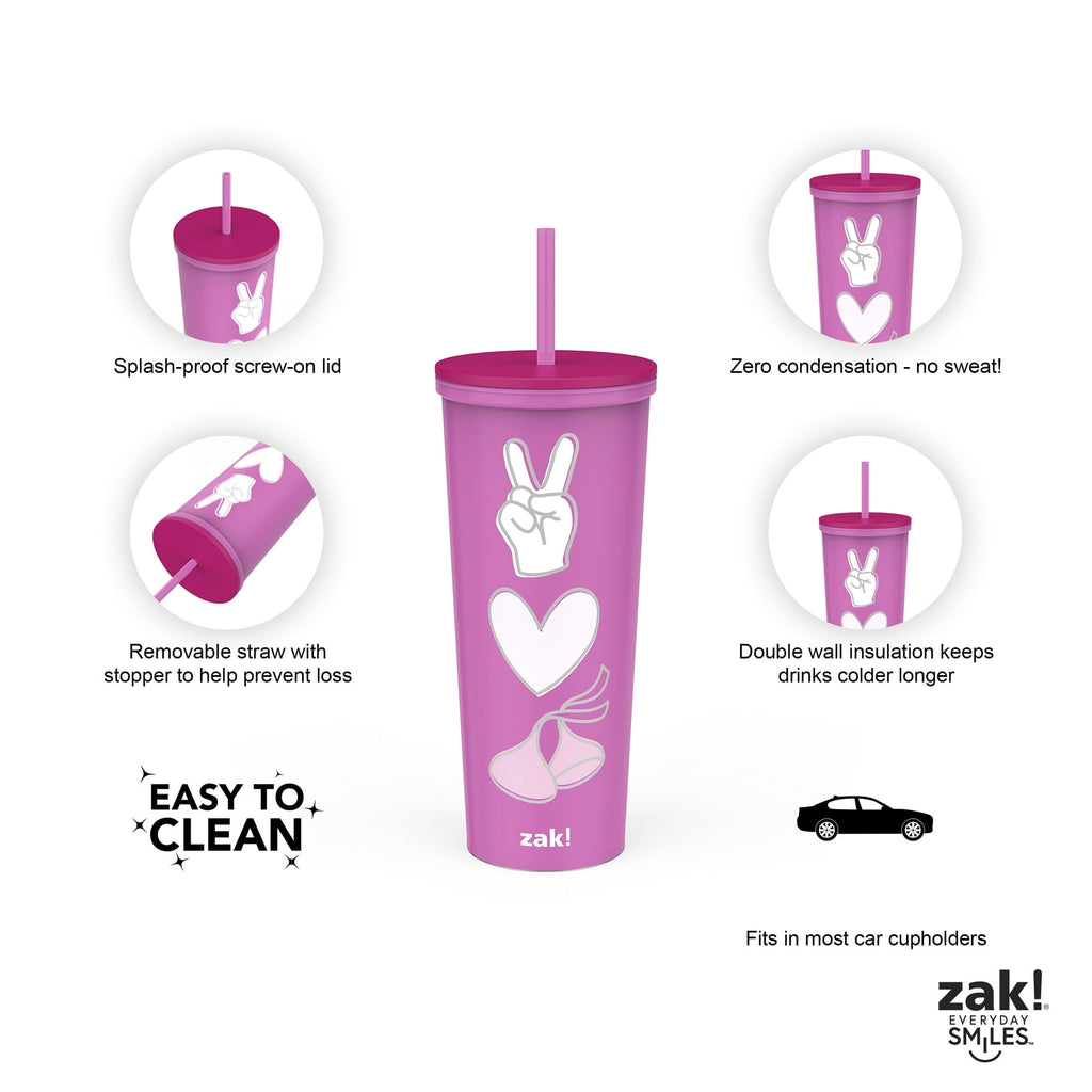 Valentine's Day 22 oz Plastic Hershey's Kiss Insulated Tumbler with Straw