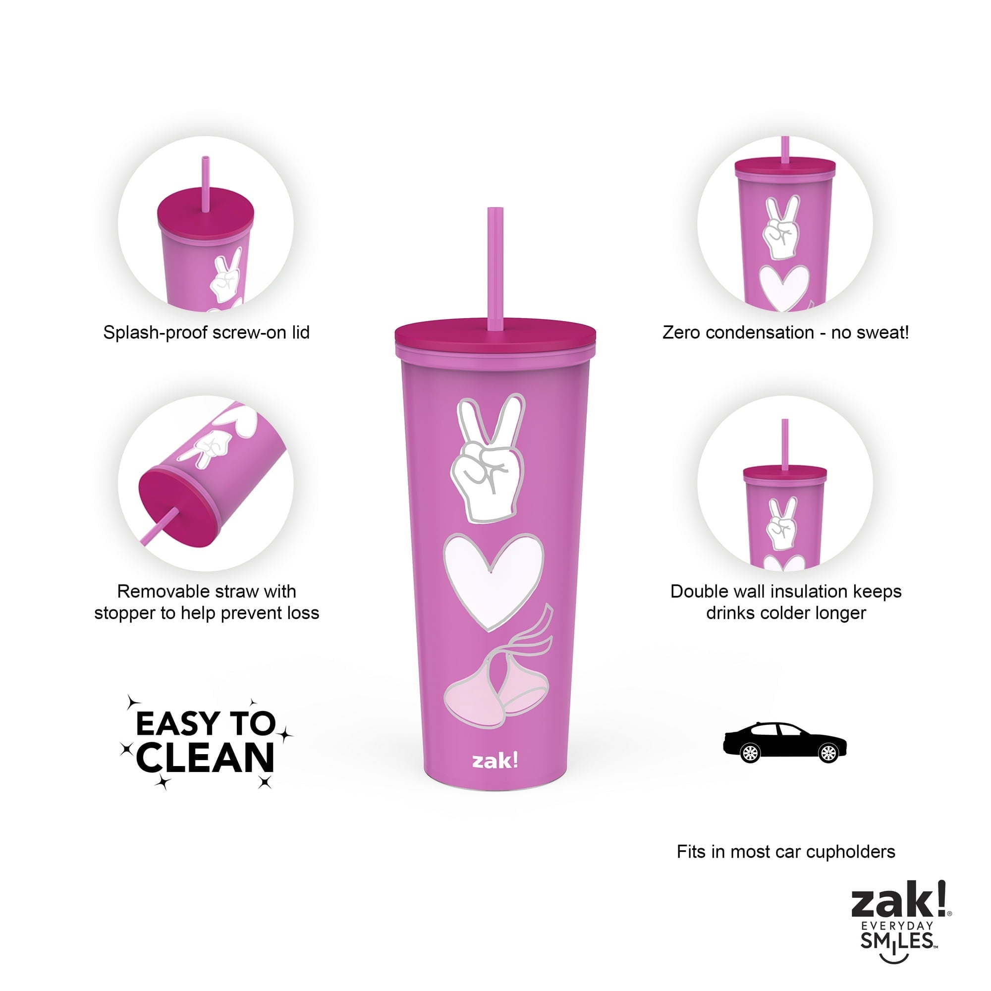 Valentine's Day 22 oz Plastic Hershey's Kiss Insulated Tumbler with Straw