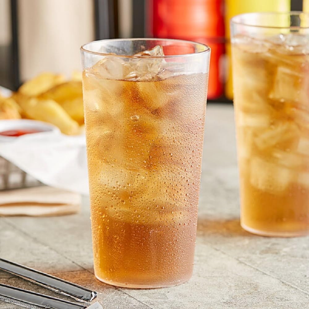 TrueCraftware- Set of 12 Pebbled Tumbler/Drinking Cups 16-Ounce Clear Color- Reusable Premium Water Iced Tea Glasses Stackable Dishwasher Safe Break-Resistant for Home and Restaurants