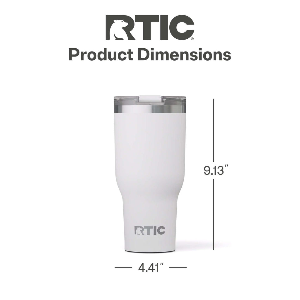 RTIC 40 oz Ceramic Lined Insulated Essential Tumbler, Leak-Resistant Lid, White